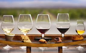 food food food image of 5 glasses of wine with different kinds of wine