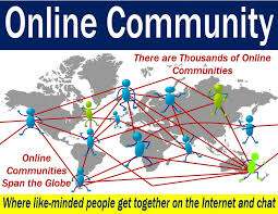 community an image of a world all connected and titled online community