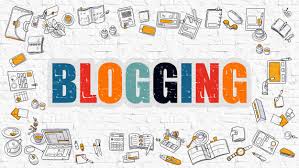 online blogging image of the word blogging on the center and pictures of devices all around the word, like pc's and many other items 